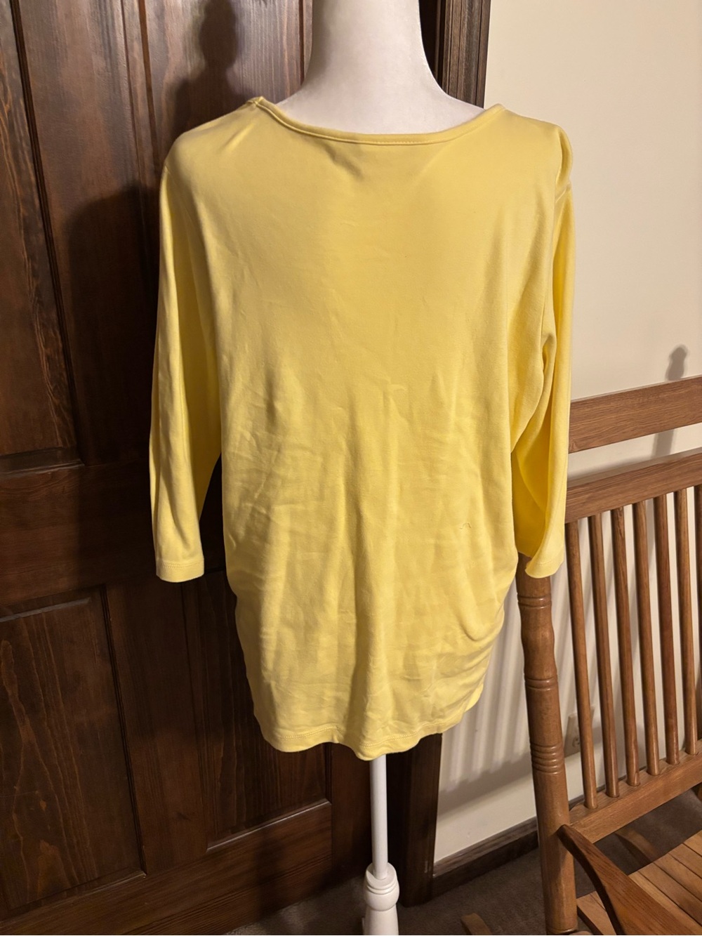 Quacker Factory Yellow Bee Embroidered 3/4 Sleeve Tee - Picture 3 of 4